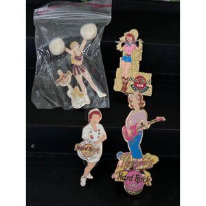 Hard Rock Cafe Girl Pin Pins Cheerleader Guitarist Cowgirl Memphis Lot 4
